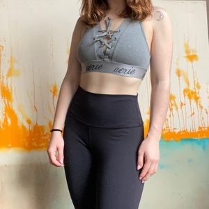 Gray Aerie Lace-Up Sports Bra